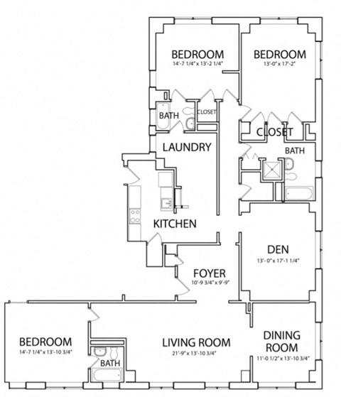 Senate 2334 Floor Plan with 2334 Sq. Ft. at 275 on the Park, St. Louis, Missouri